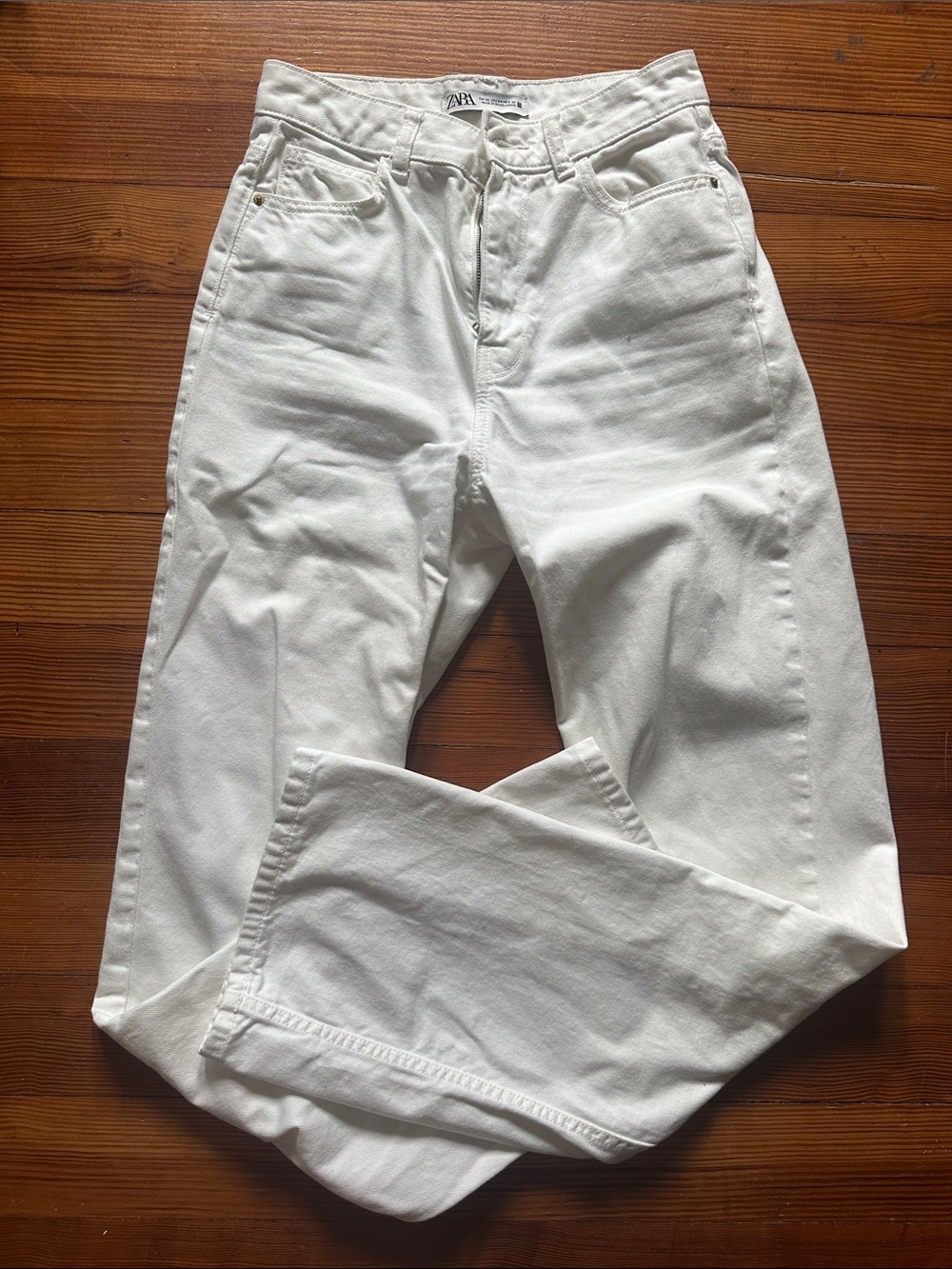Zara High-Rise White Jeans Wide Leg